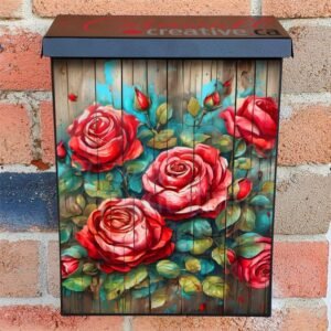 Wooden Rustic Roses Colonial Mailbox Cover