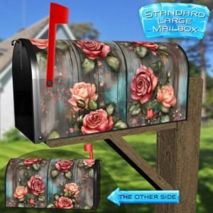 Rustic Pink Roses Rural Farm Mailbox Cover