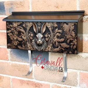 Grey Rabbit and Flowers Wall-mounted Townhouse Mailbox Cover