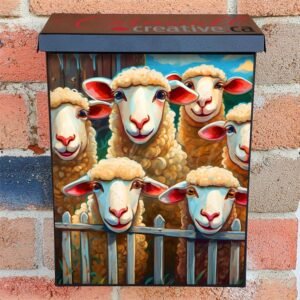 Cute Sheep Over the Fence Colonial Mailbox Cover
