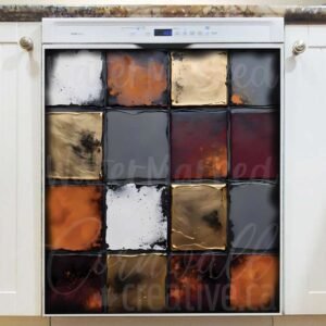 Modern Abstract Grungy Squares Magnetic Dishwasher Door Cover