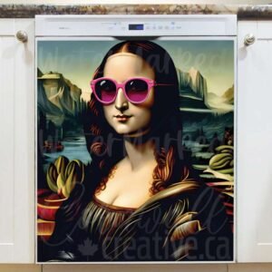 Mona Lisa in Pink Glasses Magnetic Dishwasher Door Cover