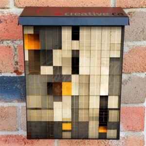 Gold and Grey Abstract Art Colonial Mailbox Cover