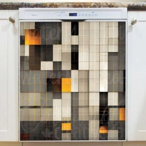 Gold and Grey Abstract Art Magnetic Dishwasher Door Cover