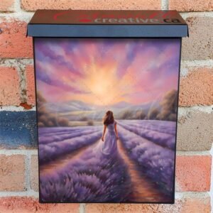 Girl in the Lavender Field 3 Colonial Mailbox Cover
