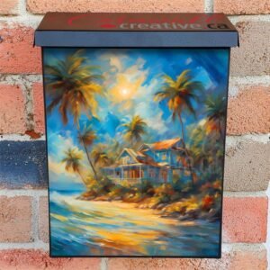 Tropical Seacoast Cottage 2 Colonial Mailbox Cover