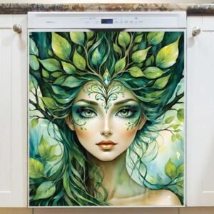 Beautiful Tree Woman Portrait Magnetic Dishwasher Door Cover