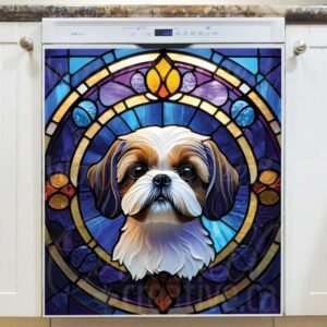 Stained Glass Shih Tzu Magnetic Dishwasher Door Cover