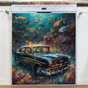 Antique Car in the Ocean Magnetic Dishwasher Door Cover