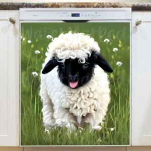 Cute Valais Blacknose Sheep Baby Magnetic Dishwasher Door Cover