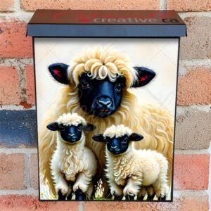 Valais Blacknose Sheep Family Colonial Mailbox Cover