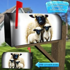 Valais Blacknose Sheep Family Rural Farm Mailbox Cover