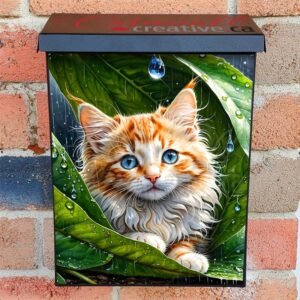 Cute Kitten in the Rain Colonial Mailbox Cover