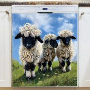 Valais Blacknose Sheep Trio Magnetic Dishwasher Door Cover