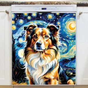 Starry Night Dog Magnetic Dishwasher Door Cover