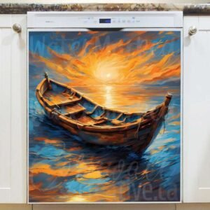 Sunset Fishing Boat Magnetic Dishwasher Door Cover