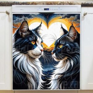 Cute Cats in Love Magnetic Dishwasher Door Cover