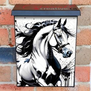 Abstract White Horse Colonial Mailbox Cover