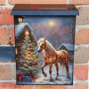 Christmas Farmhouse Horse Colonial Mailbox Cover