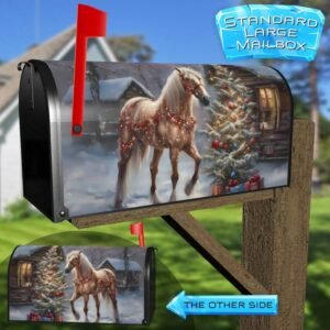 Christmas Farmhouse Horse Rural Farm Mailbox Cover