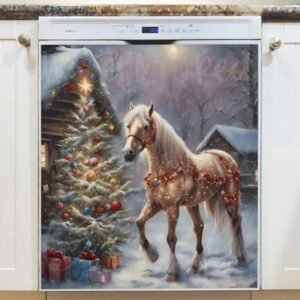 Christmas Farmhouse Horse Magnetic Dishwasher Door Cover