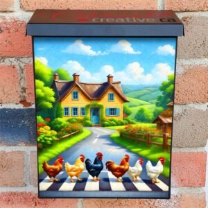 Farmhouse Chickens Crossing the Road Colonial Mailbox Cover