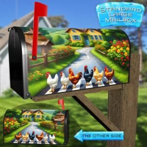 Farmhouse Chickens Crossing the Road Rural Farm Mailbox Cover