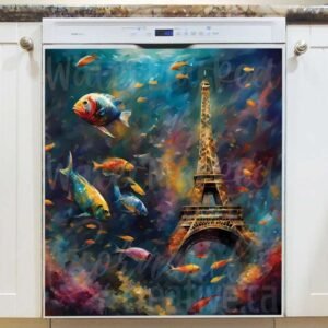 Eiffel Tower in the Sea Magnetic Dishwasher Door Cover
