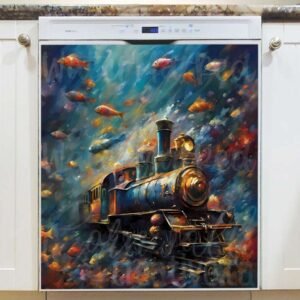 Locomotive in the Ocean Magnetic Dishwasher Door Cover