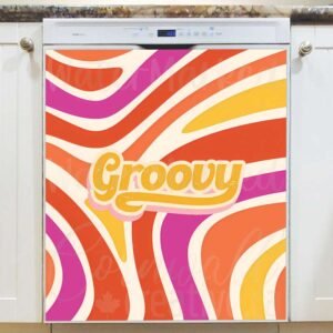 Groovy Colorful Design Magnetic Dishwasher Door Cover