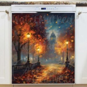 Beautiful Autumn City Park Magnetic Dishwasher Door Cover