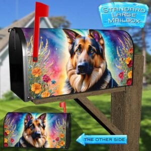 German Shepherd in the Meadow Rural Farm Mailbox Cover