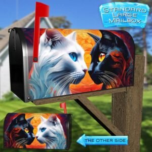 Pretty Yin and Yang Cats Rural Farm Mailbox Cover