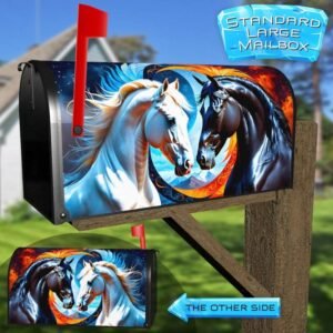 Fire and Ice Horses Rural Farm Mailbox Cover