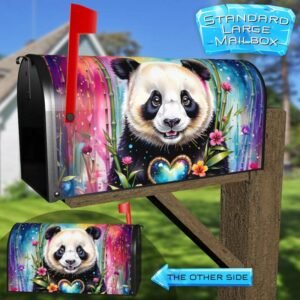 Cute Panda with a Heart Rural Farm Mailbox Cover
