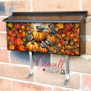 Pumpkin Chickadees and Leaves Wall-mounted Townhouse Mailbox Cover