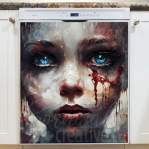 Bloody Doll Face Magnetic Dishwasher Door Cover
