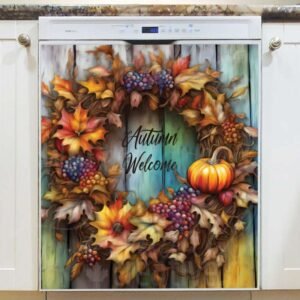 Autumn Welcome Wreath Magnetic Dishwasher Door Cover