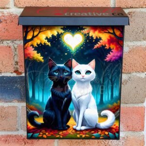 Black and White Cat in Love Colonial Mailbox Cover