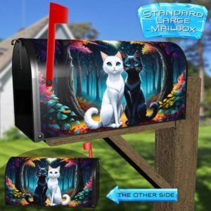 Black and White Cat in Love Rural Farm Mailbox Cover