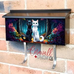 Black and White Cat in Love Wall-mounted Townhouse Mailbox Cover