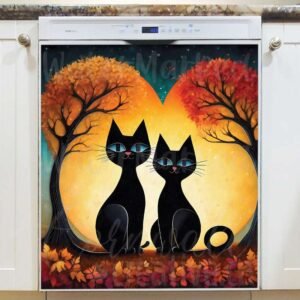Black Cats in the Moonlight Magnetic Dishwasher Door Cover