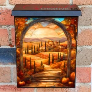 Stained Glass Tuscan Autumn Colonial Mailbox Cover