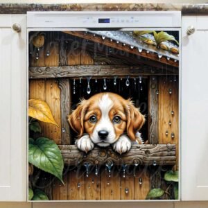 Rainy Summer Day with a Puppy Magnetic Dishwasher Door Cover
