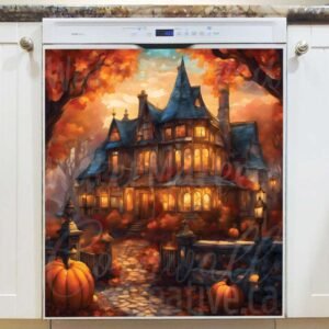 Stained Glass Autumn Farmhouse Magnetic Dishwasher Door Cover