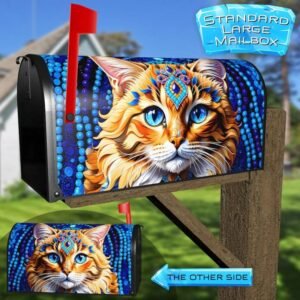 Bohemian Cat Portrait Rural Farm Mailbox Cover
