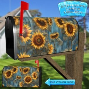 Rustic Farmhouse Sunflowers Rural Farm Mailbox Cover