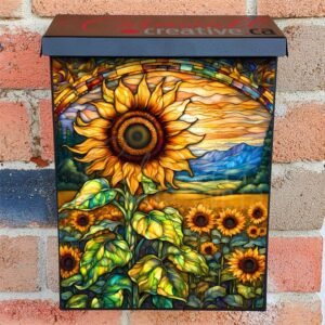 Stained Glass Sunflower Field 2 Colonial Mailbox Cover