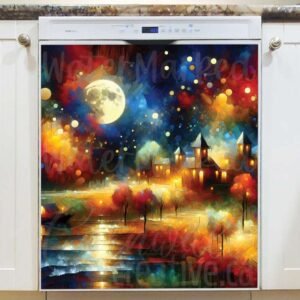 Starry Autumn Night Magnetic Dishwasher Door Cover