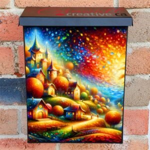 Cozy Autumn Village Colonial Mailbox Cover